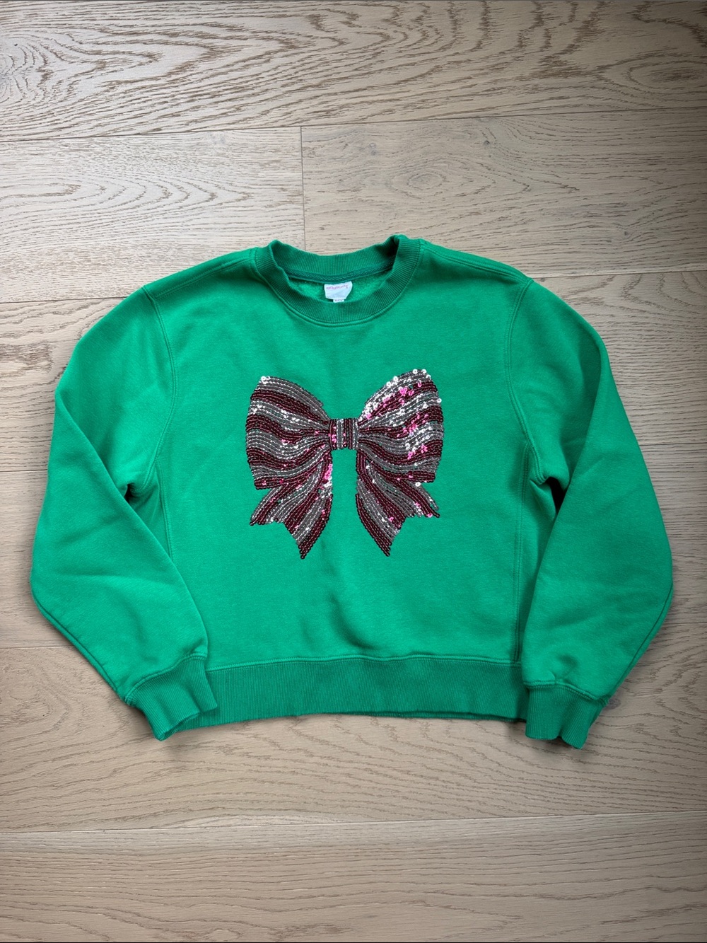 IScream Holiday Sequin Bow Crewneck Sweatshirt